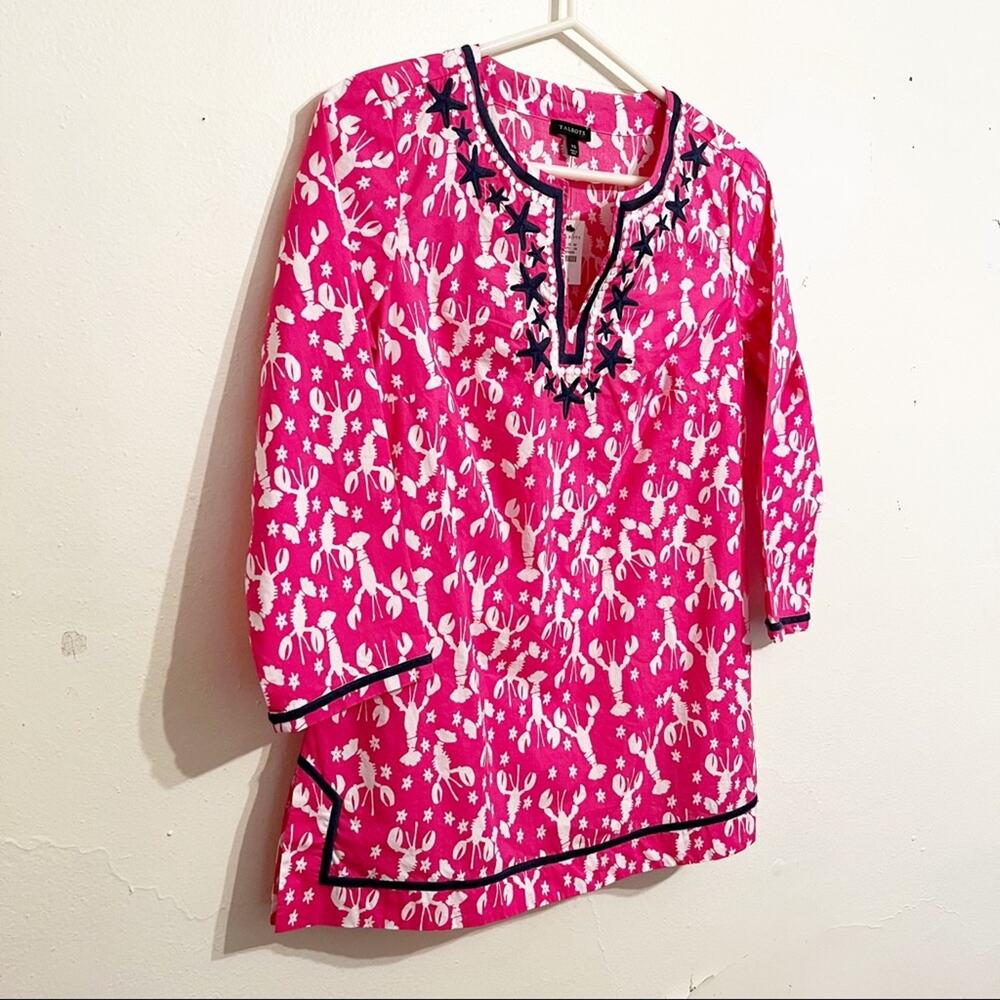 TALBOTS Pink Lobster Print Tunic Top XS NWT Coastal Preppy - Picture 5 of 11